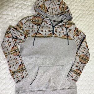 Men's Patterned Hoodie - Gray and Brown
